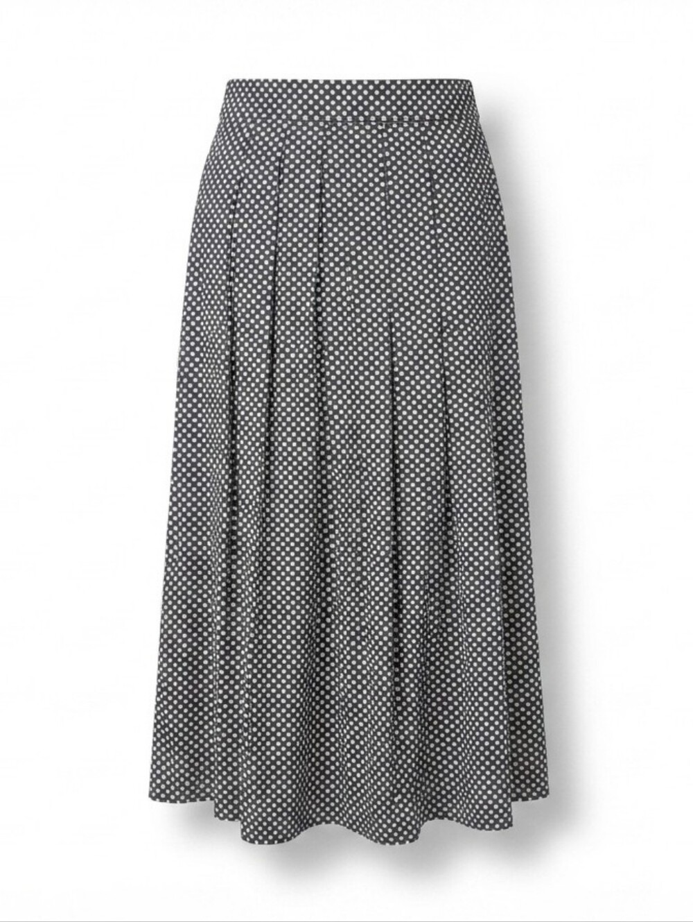 Vintage 100% Viscose Polka Dot Maxi Skirt in Grey and White with Pocket